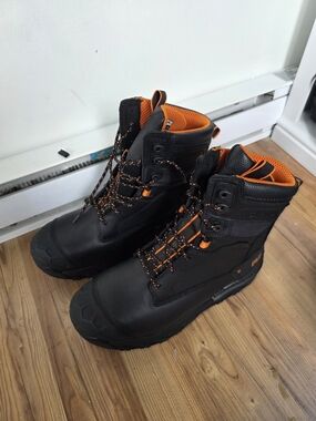 Timberland PRO Black Work Boots with Orange Lining